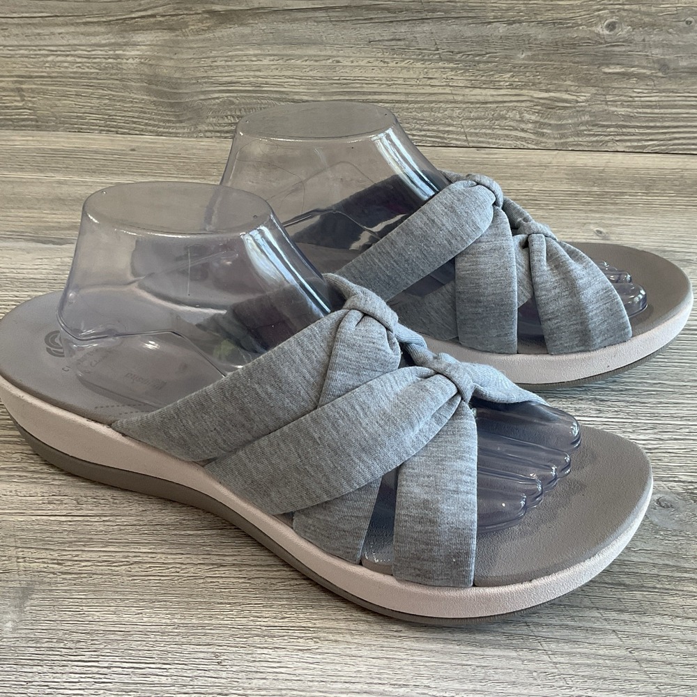 Clarks Cloudsteppers Sandals Womens 12M Arla Dristi Slip On Wedge Slide Gray NEW
